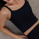 RIBBED SCULPT TANK TOP - BLACK