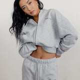 FLEECE FIT MINI FULL ZIP HOODIE - HEATHER GREY
