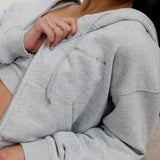 FLEECE FIT MINI FULL ZIP HOODIE - HEATHER GREY