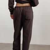 FLEECE FIT WIDE LEG SWEATPANTS - COFFEE BROWN
