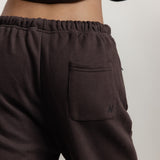 FLEECE FIT WIDE LEG SWEATPANTS - COFFEE BROWN