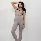 RIBBED SCULPT LEGGING - MINK