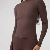 LONG SLEEVE SECOND SKIN TEE - BROWN
