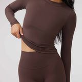 LONG SLEEVE SECOND SKIN TEE - BROWN