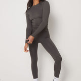 LONG SLEEVE SECOND SKIN TEE - CHARCOAL