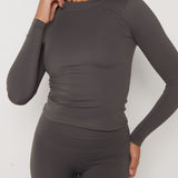 LONG SLEEVE SECOND SKIN TEE - CHARCOAL