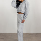 FLEECE FIT STRAIGHT LEG SWEATPANTS - HEATHER GREY