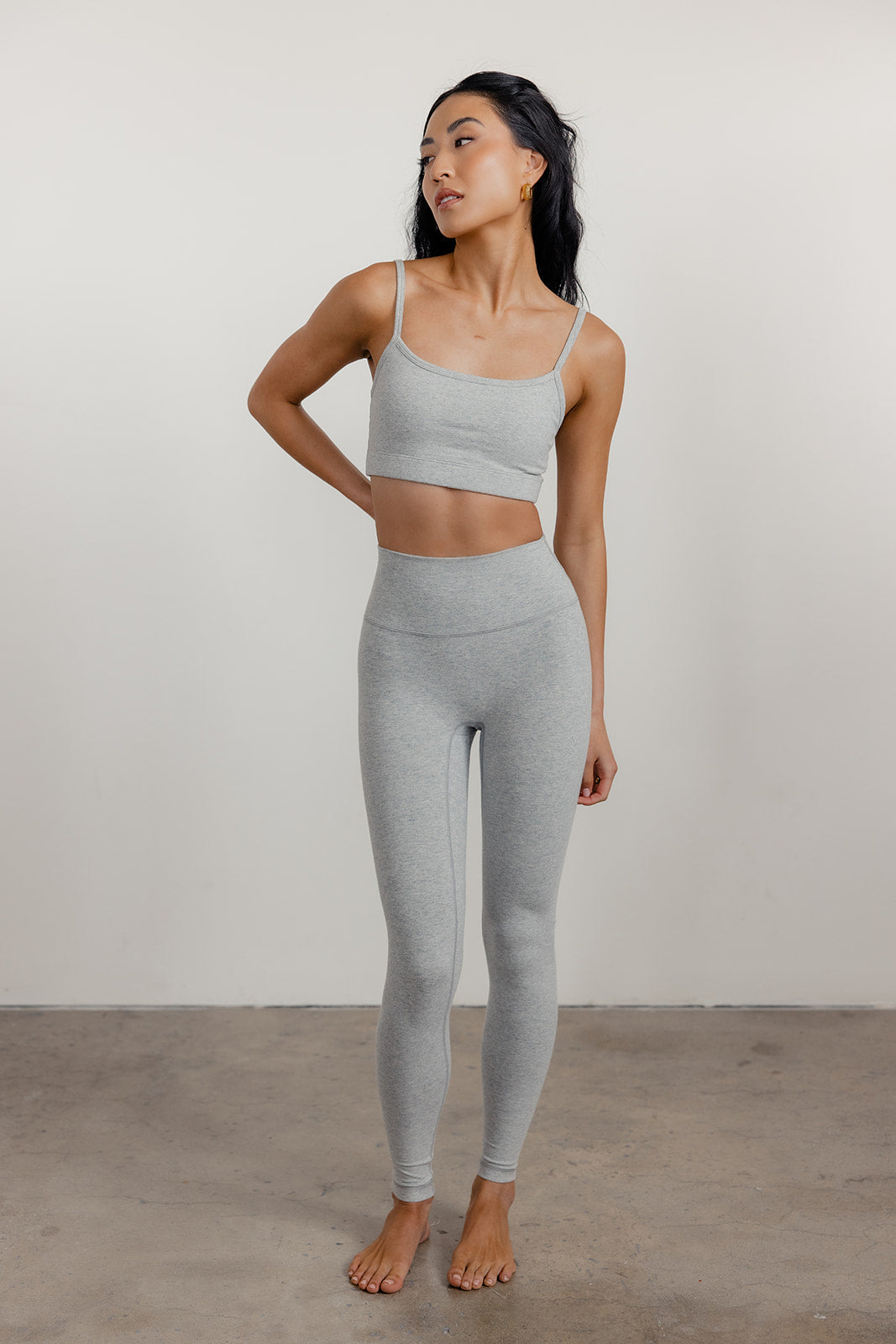 COTTON STRETCH LEGGINGS - HEATHER GREY