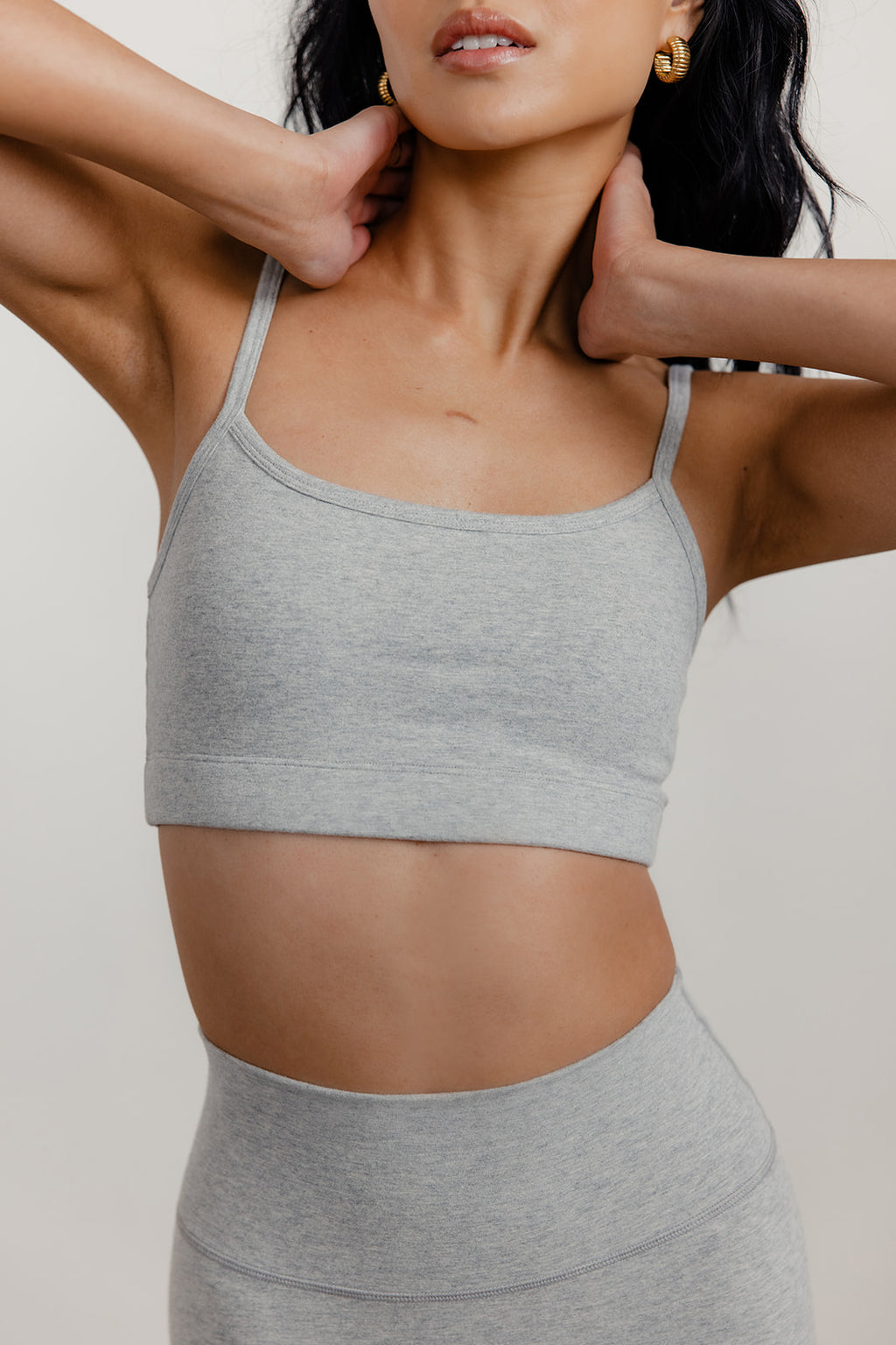COTTON STRETCH BASIC BRA - HEATHER GREY