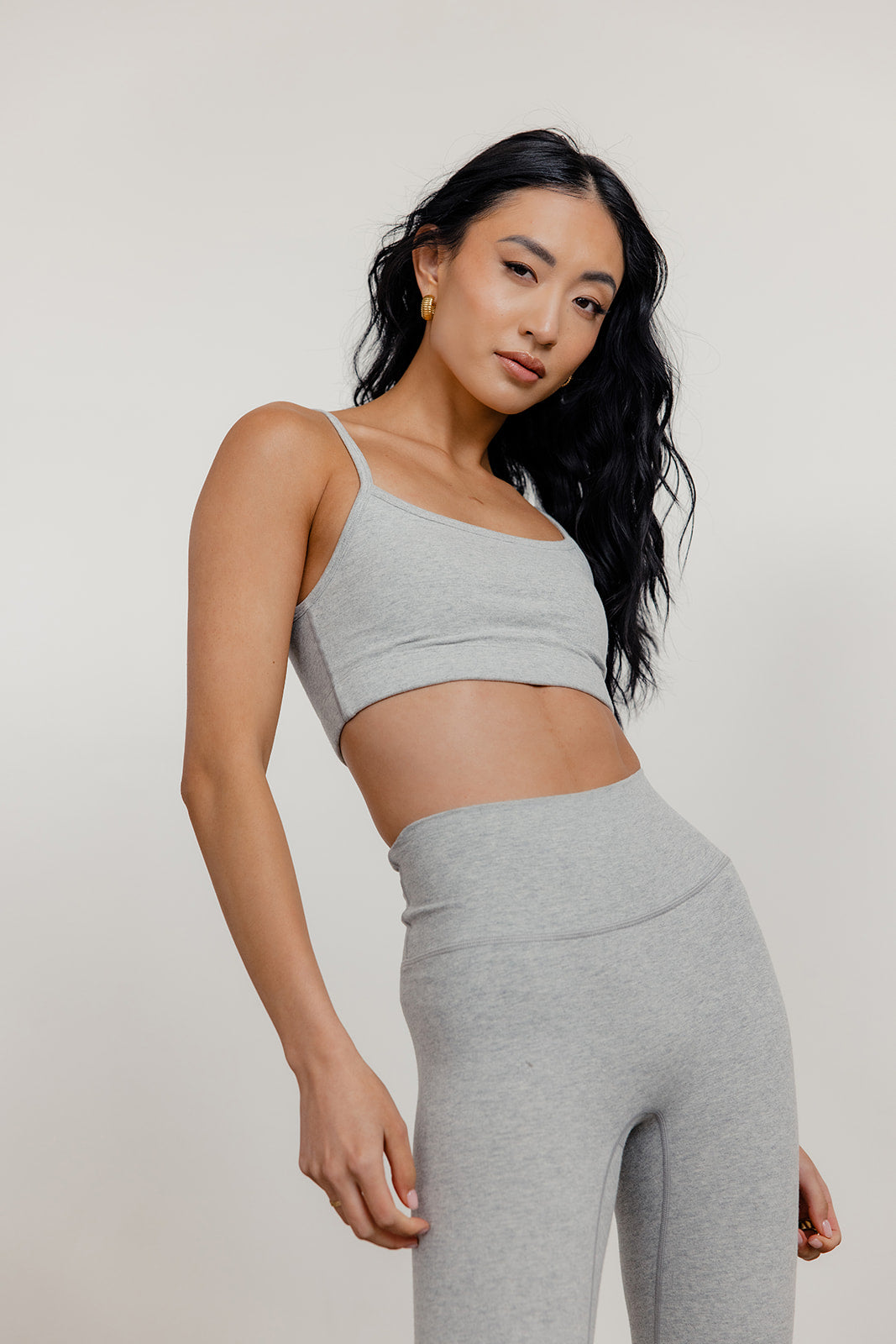 COTTON STRETCH LEGGINGS - HEATHER GREY