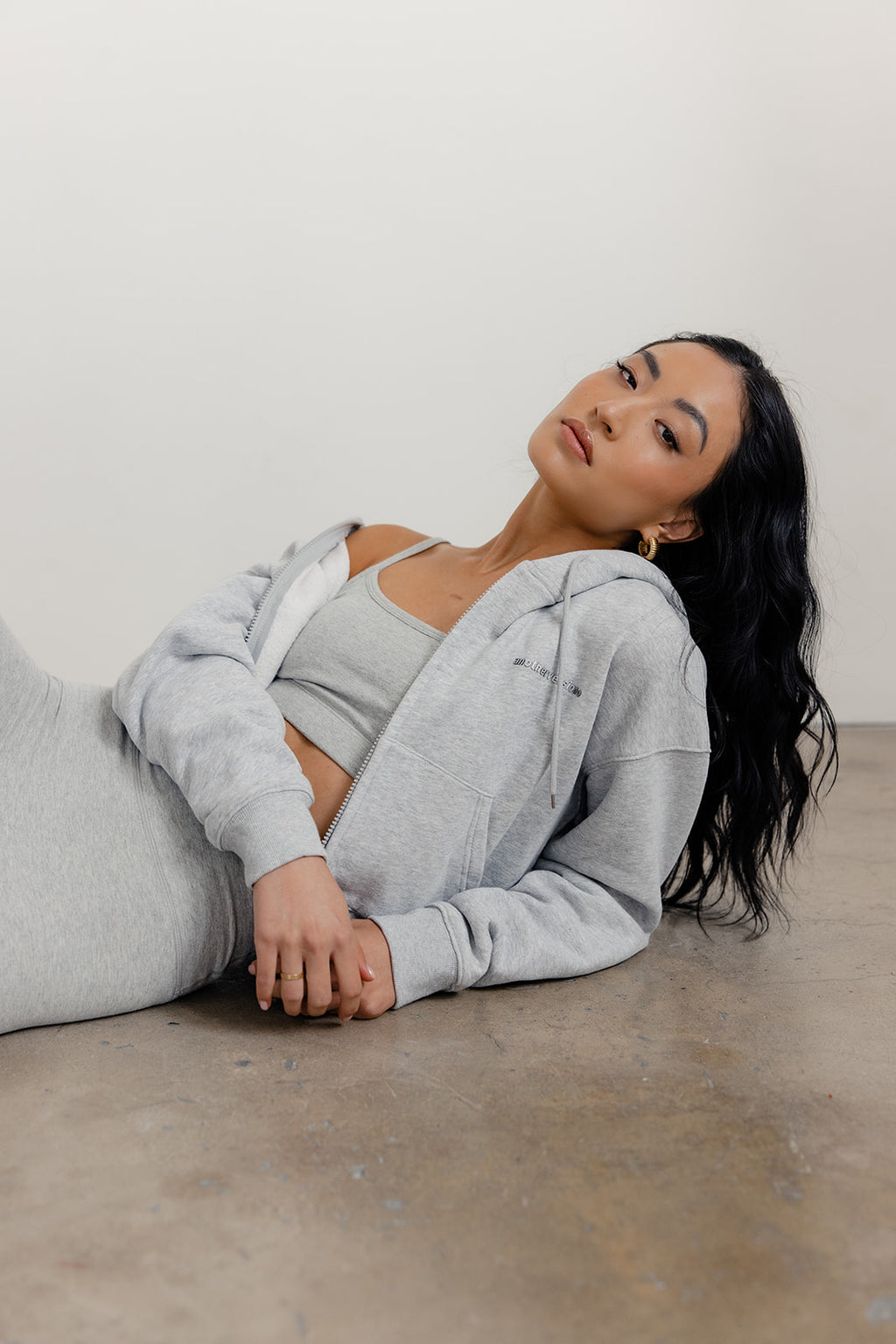 FLEECE FIT MINI FULL ZIP HOODIE - HEATHER GREY