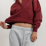 FLEECE FIT 1/2 ZIP SWEATER - MERLOT