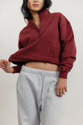 FLEECE FIT 1/2 ZIP SWEATER - MERLOT