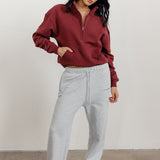 FLEECE FIT 1/2 ZIP SWEATER - MERLOT