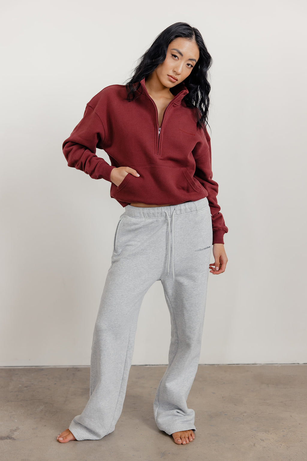 FLEECE FIT 1/2 ZIP SWEATER - MERLOT