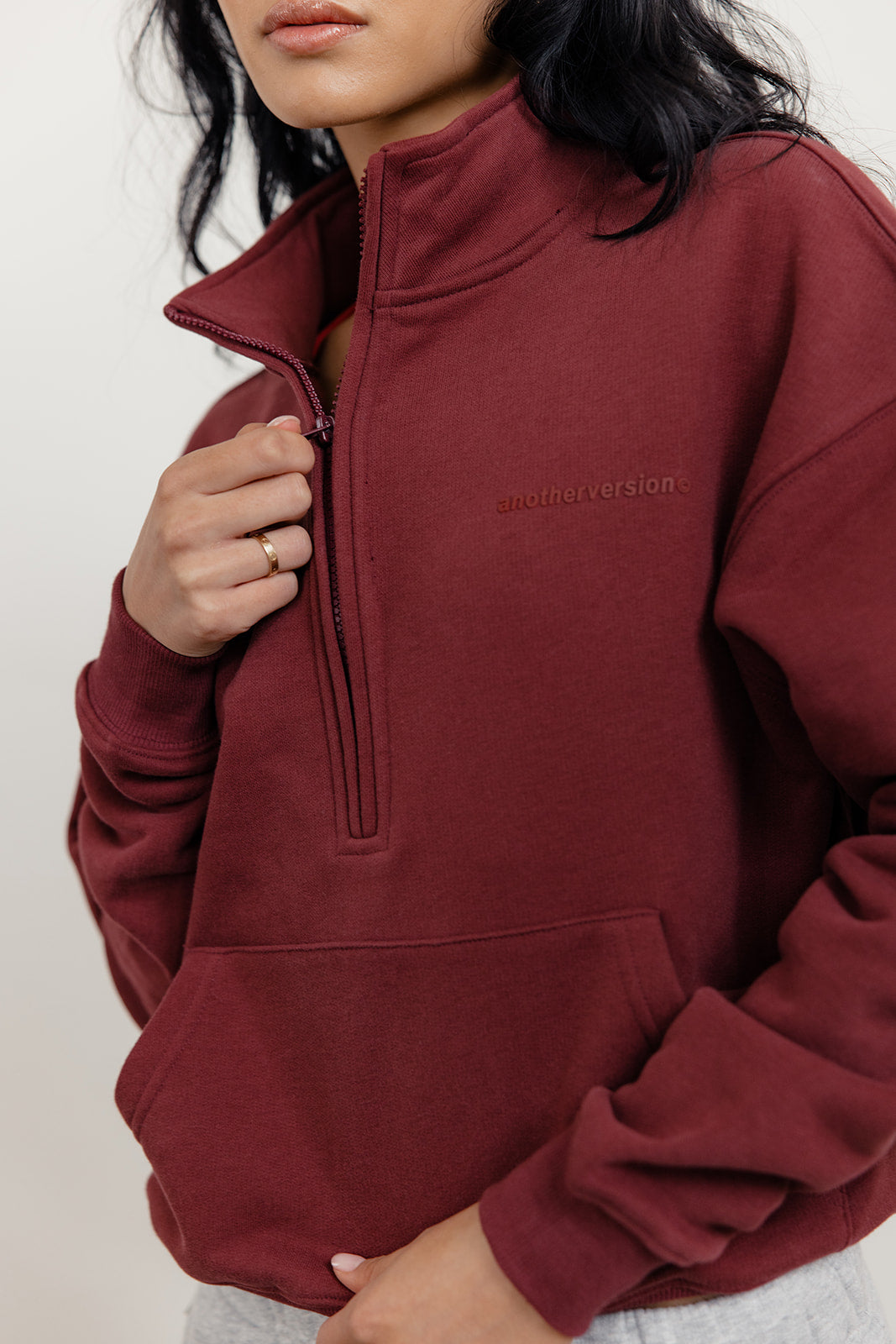FLEECE FIT 1/2 ZIP SWEATER - MERLOT