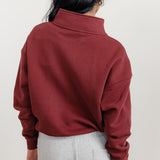 FLEECE FIT 1/2 ZIP SWEATER - MERLOT