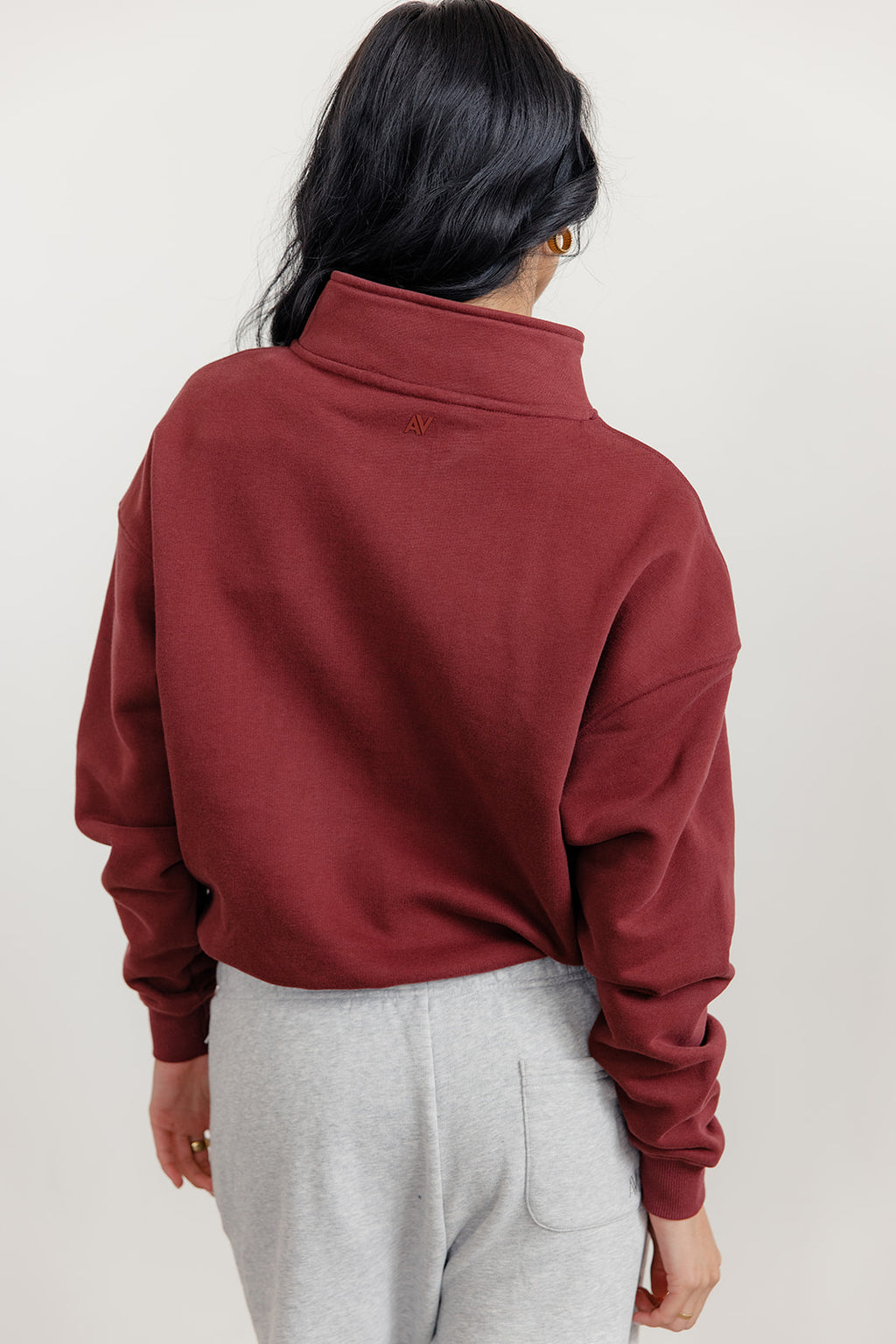 FLEECE FIT 1/2 ZIP SWEATER - MERLOT