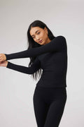 LONG SLEEVE SECOND SKIN TEE - BLACK