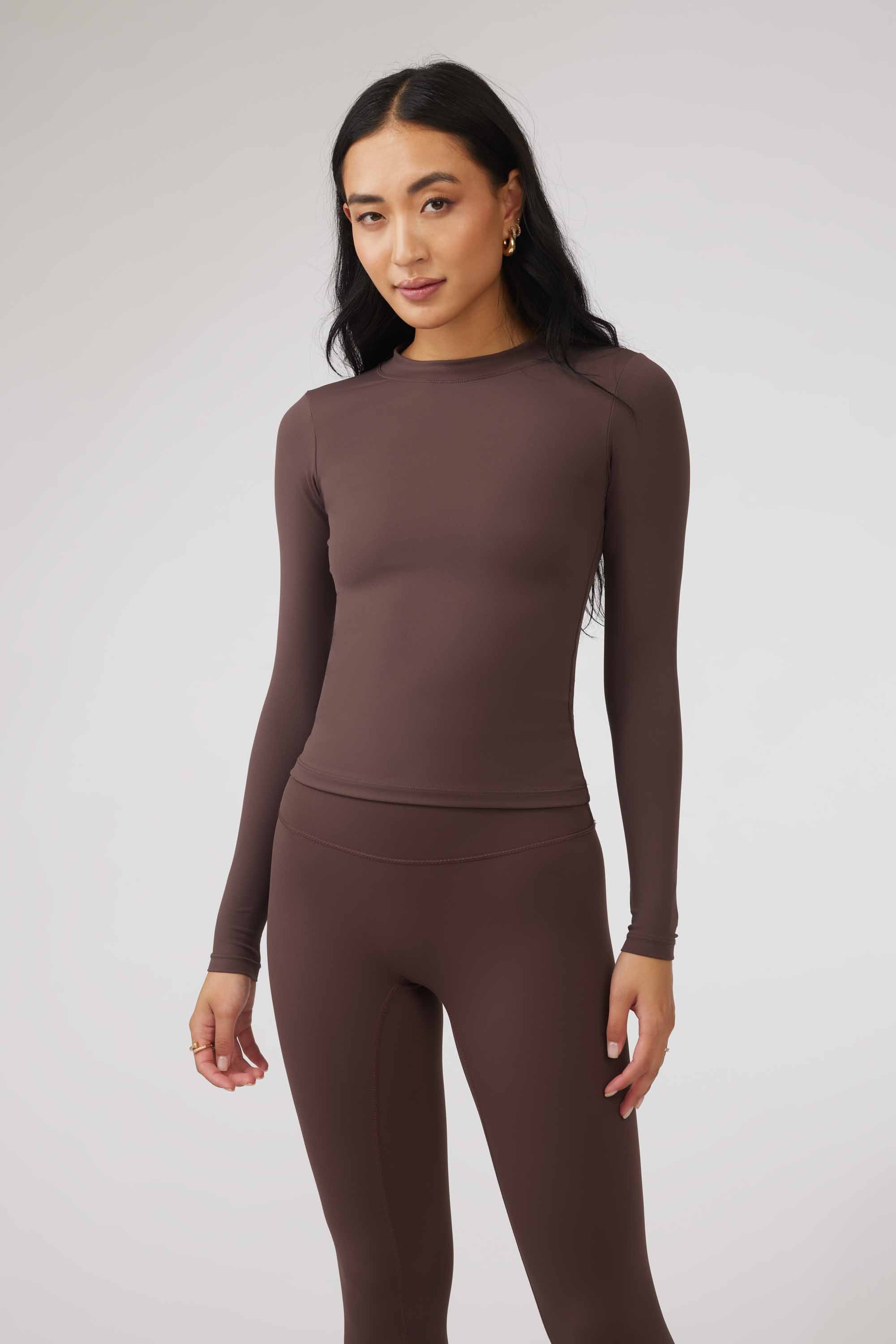 LONG SLEEVE SECOND SKIN TEE - BROWN