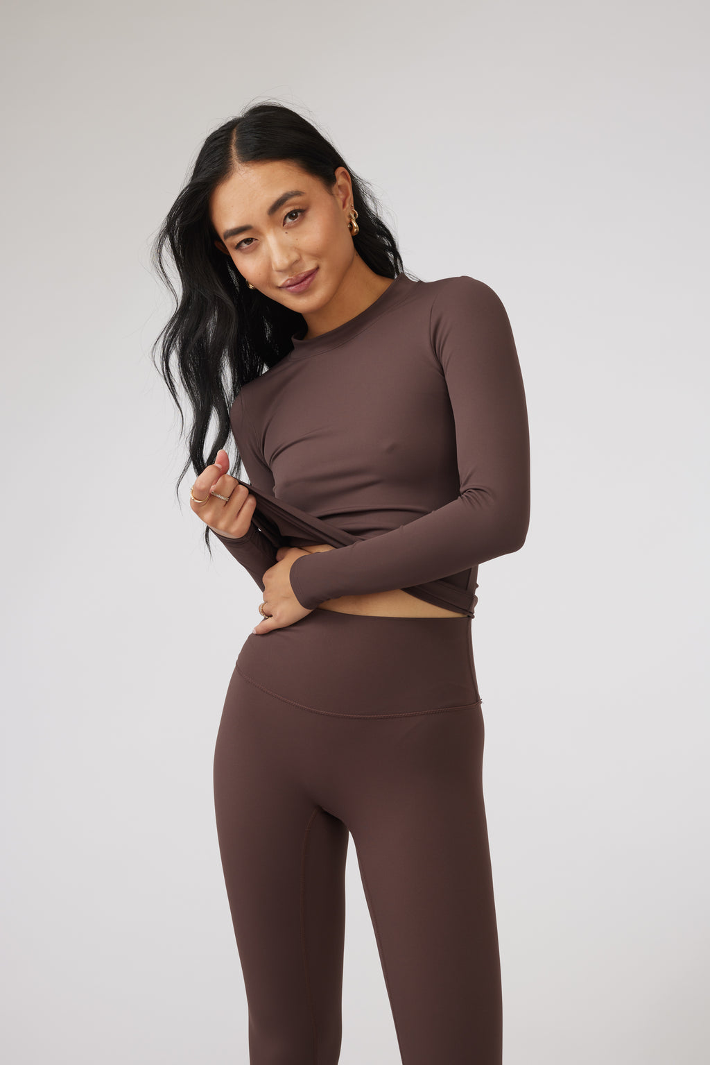 LONG SLEEVE SECOND SKIN TEE - BROWN