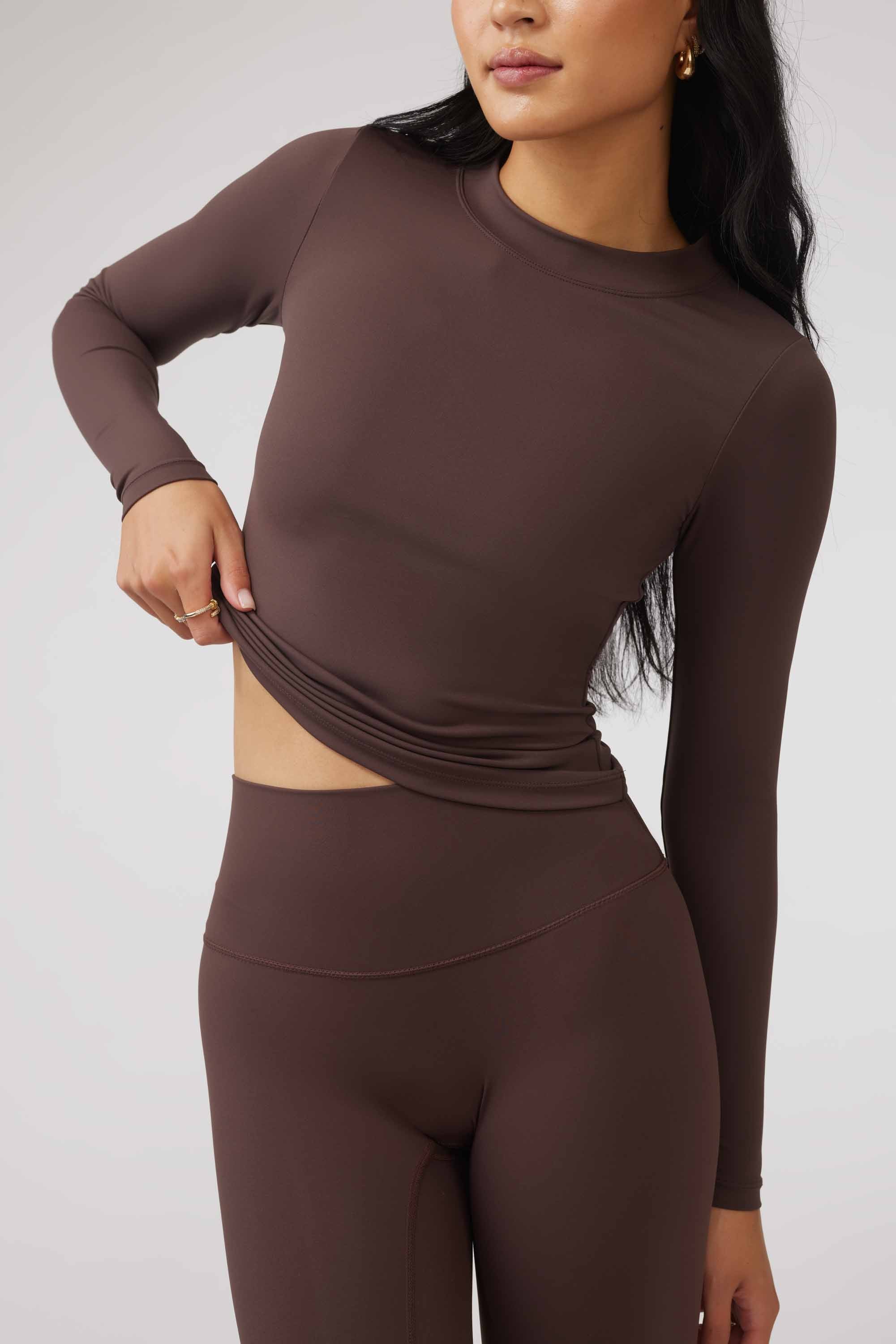 LONG SLEEVE SECOND SKIN TEE - BROWN