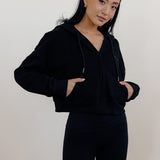 FLEECE FIT MINI FULL ZIP HOODIE - BLACK