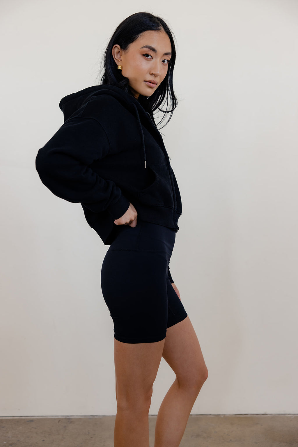 FLEECE FIT MINI FULL ZIP HOODIE - BLACK