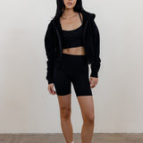 FLEECE FIT MINI FULL ZIP HOODIE - BLACK