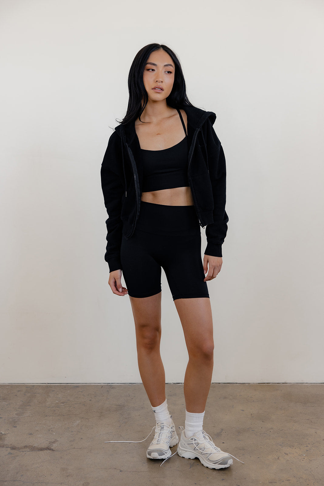 FLEECE FIT MINI FULL ZIP HOODIE - BLACK