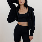 FLEECE FIT MINI FULL ZIP HOODIE - BLACK