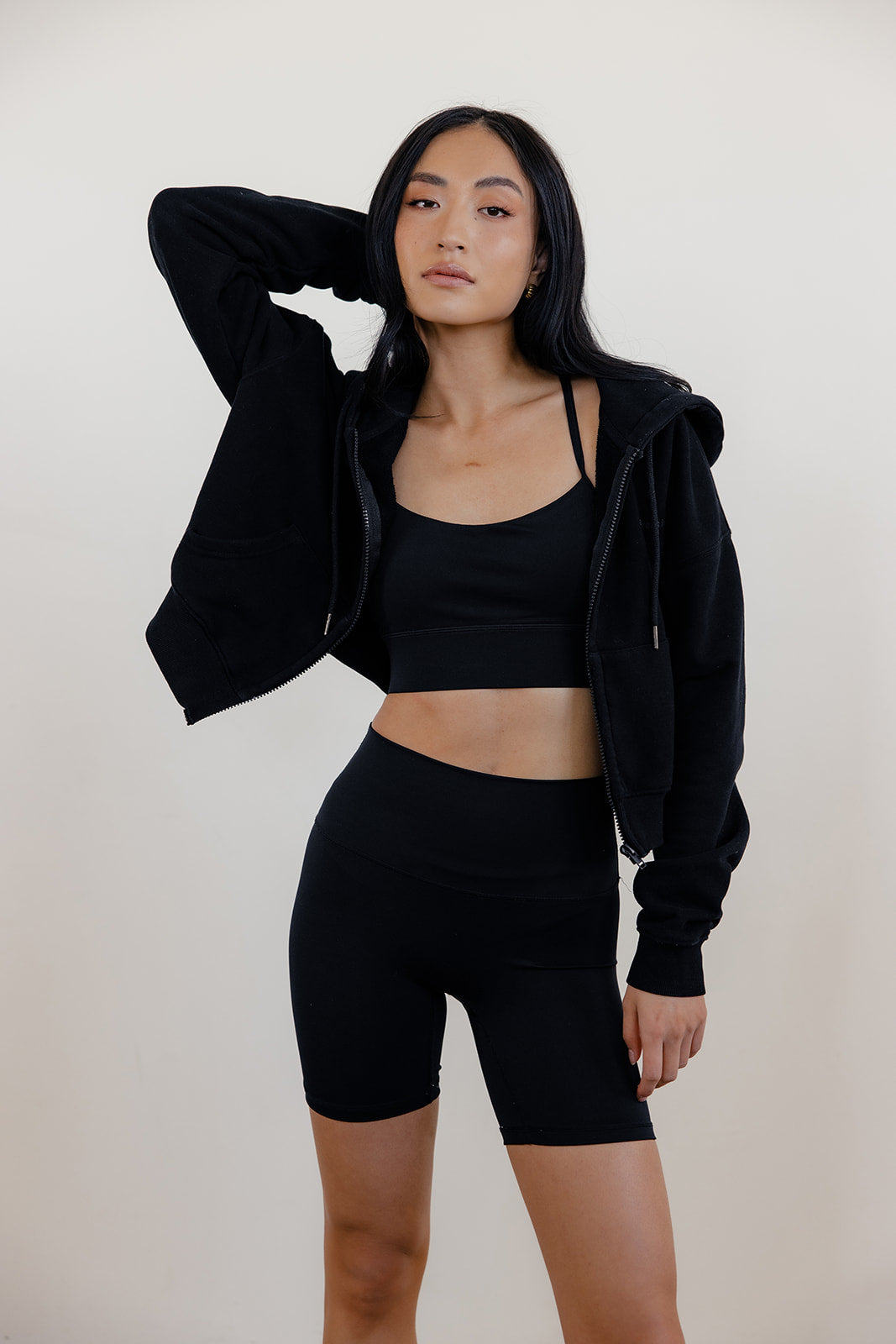 FLEECE FIT MINI FULL ZIP HOODIE - BLACK