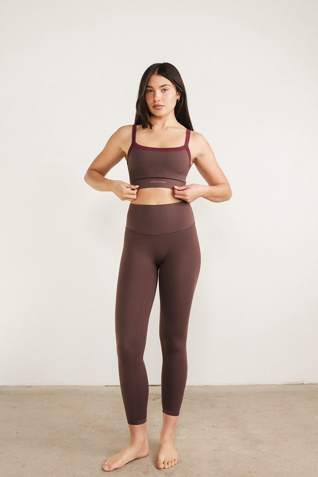 SECOND SKIN CONTRAST BRA - BROWN/MERLOT