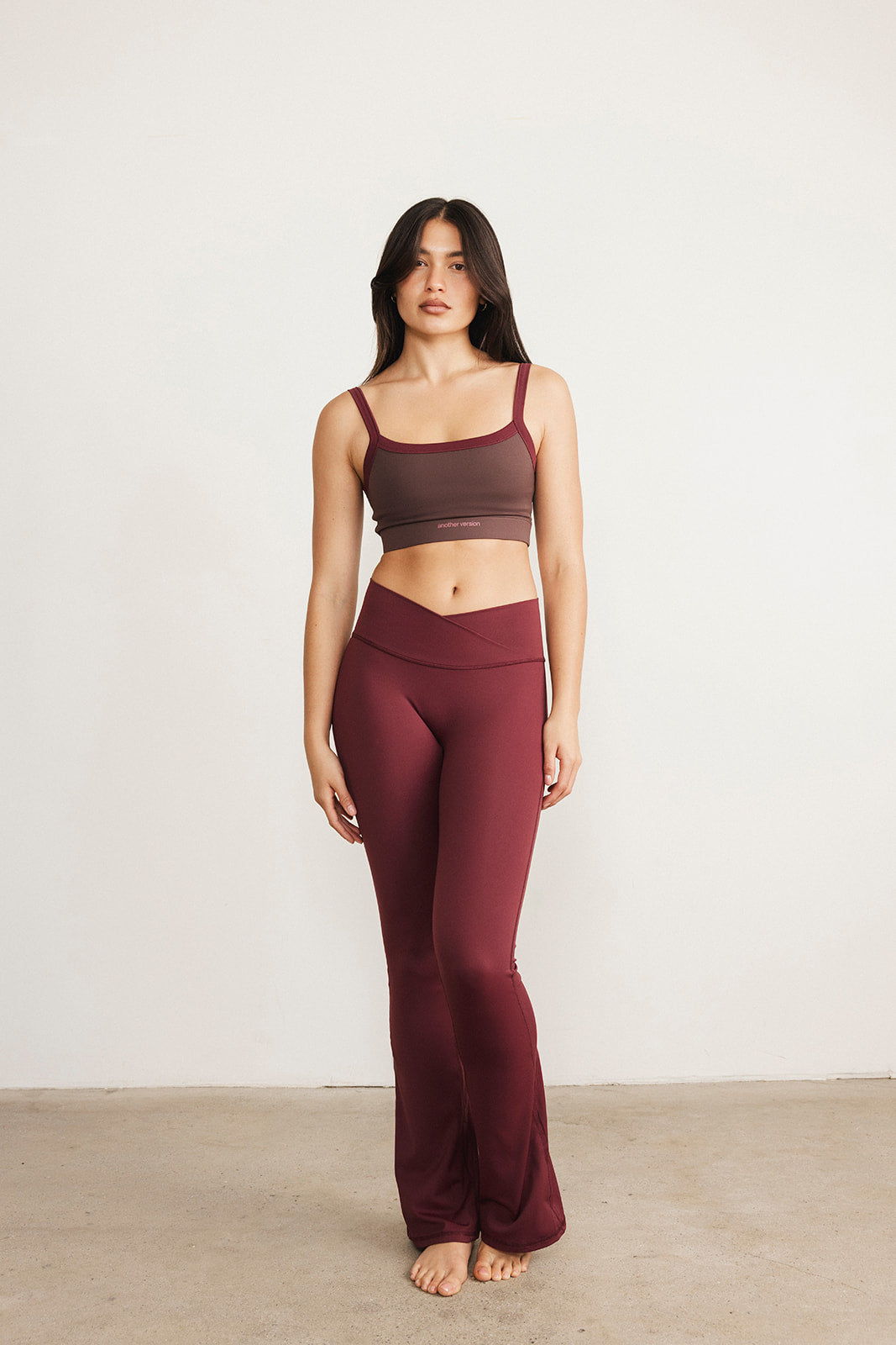SECOND SKIN FIT FLARE LEGGINGS - MERLOT
