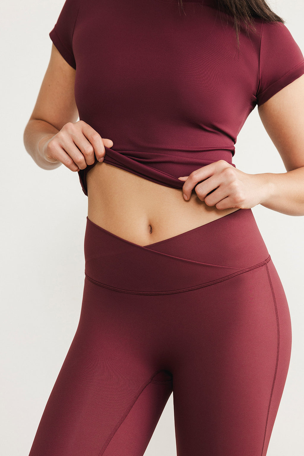 SECOND SKIN FIT FLARE LEGGINGS - MERLOT