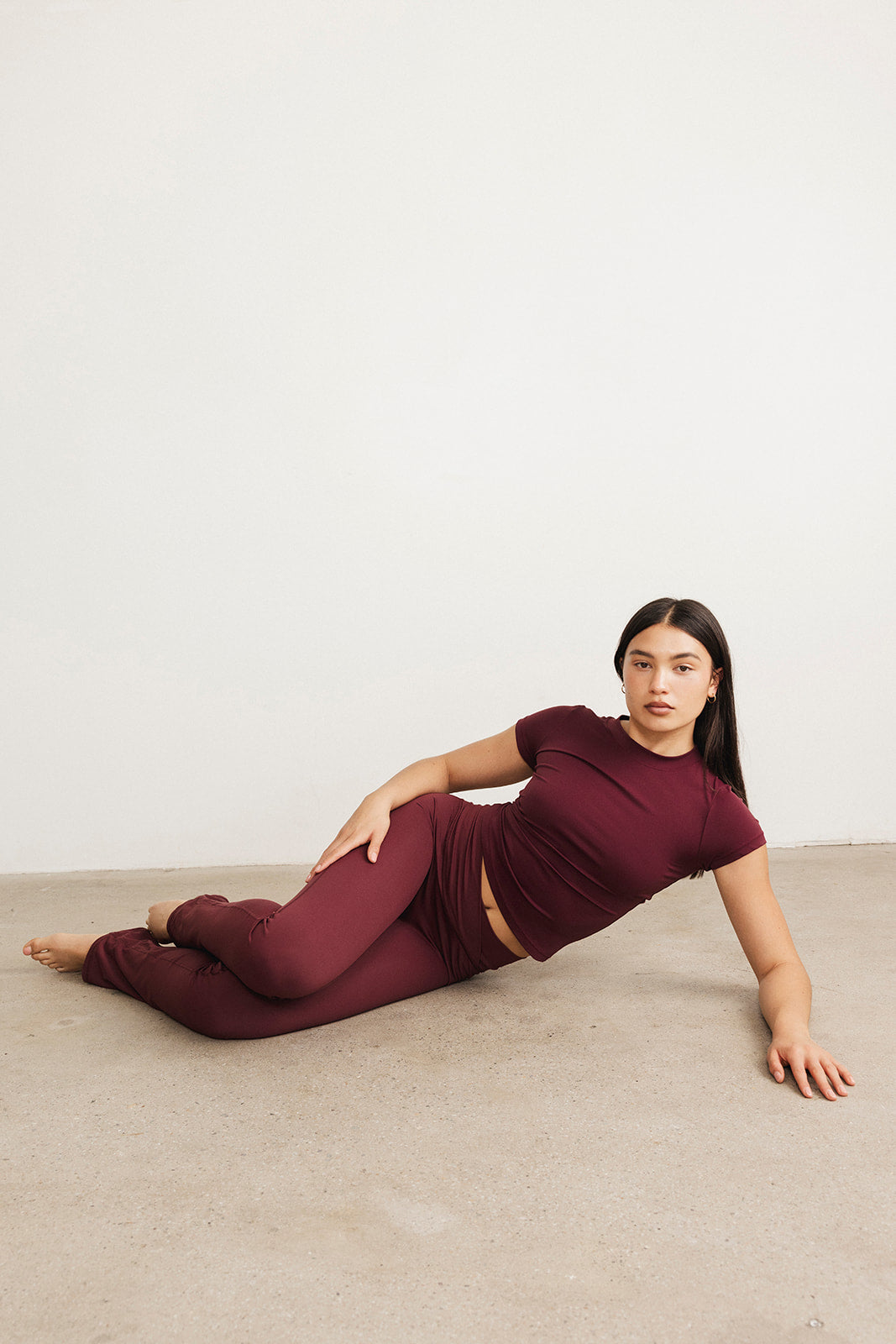 SECOND SKIN FIT FLARE LEGGINGS - MERLOT