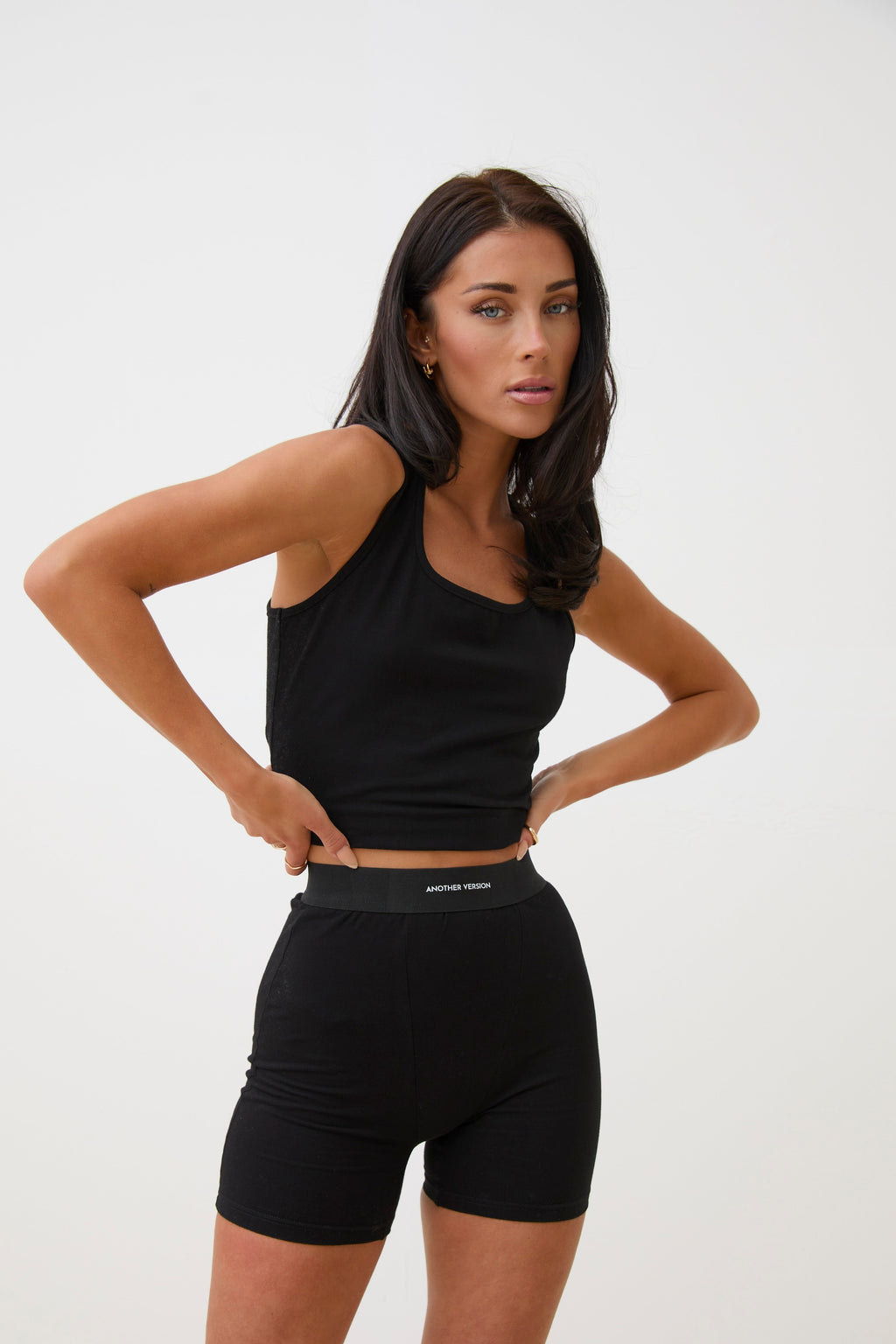 COTTON STRETCH TANK TOP - BLACK