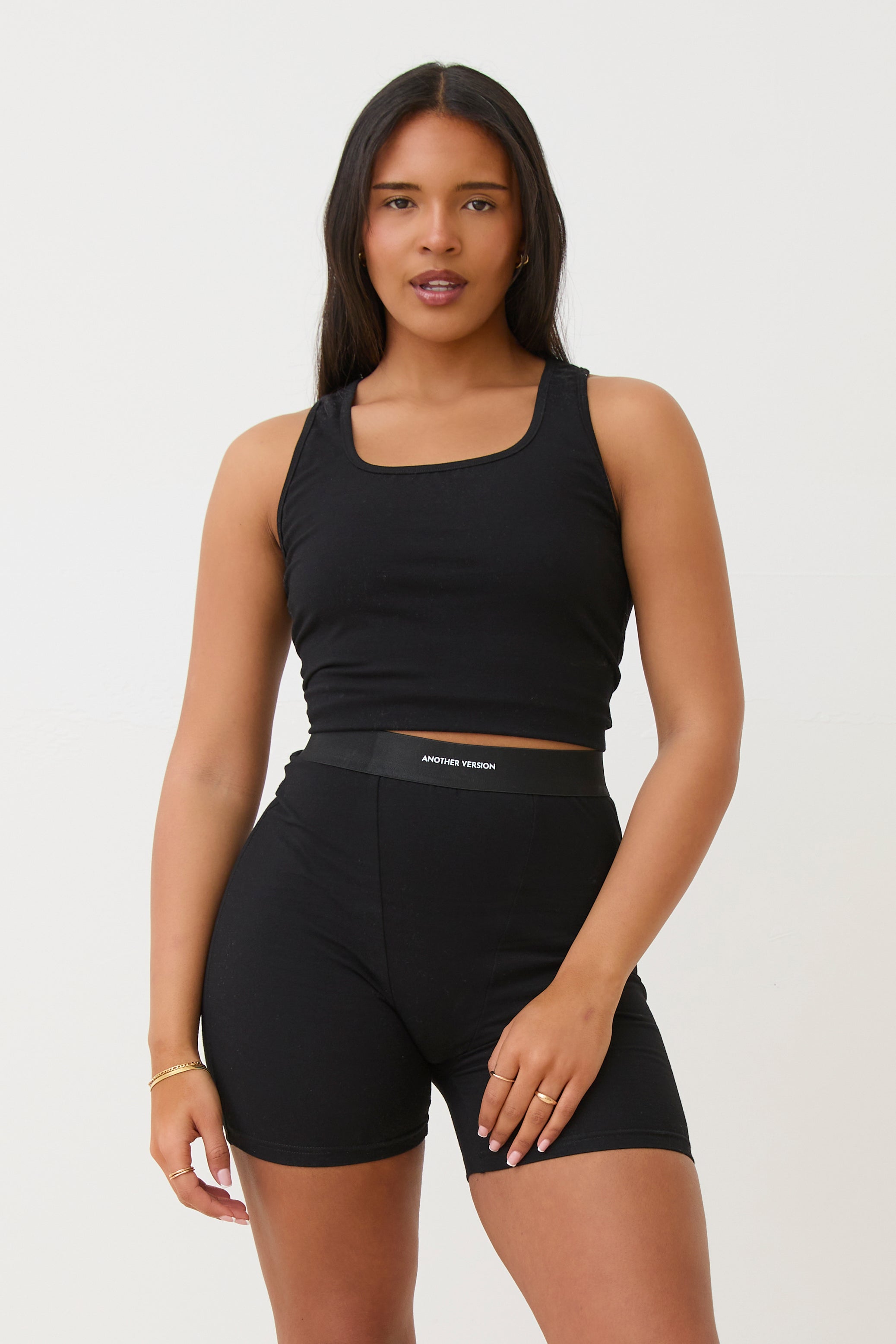COTTON STRETCH TANK TOP - BLACK