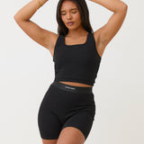 COTTON STRETCH TANK TOP - BLACK