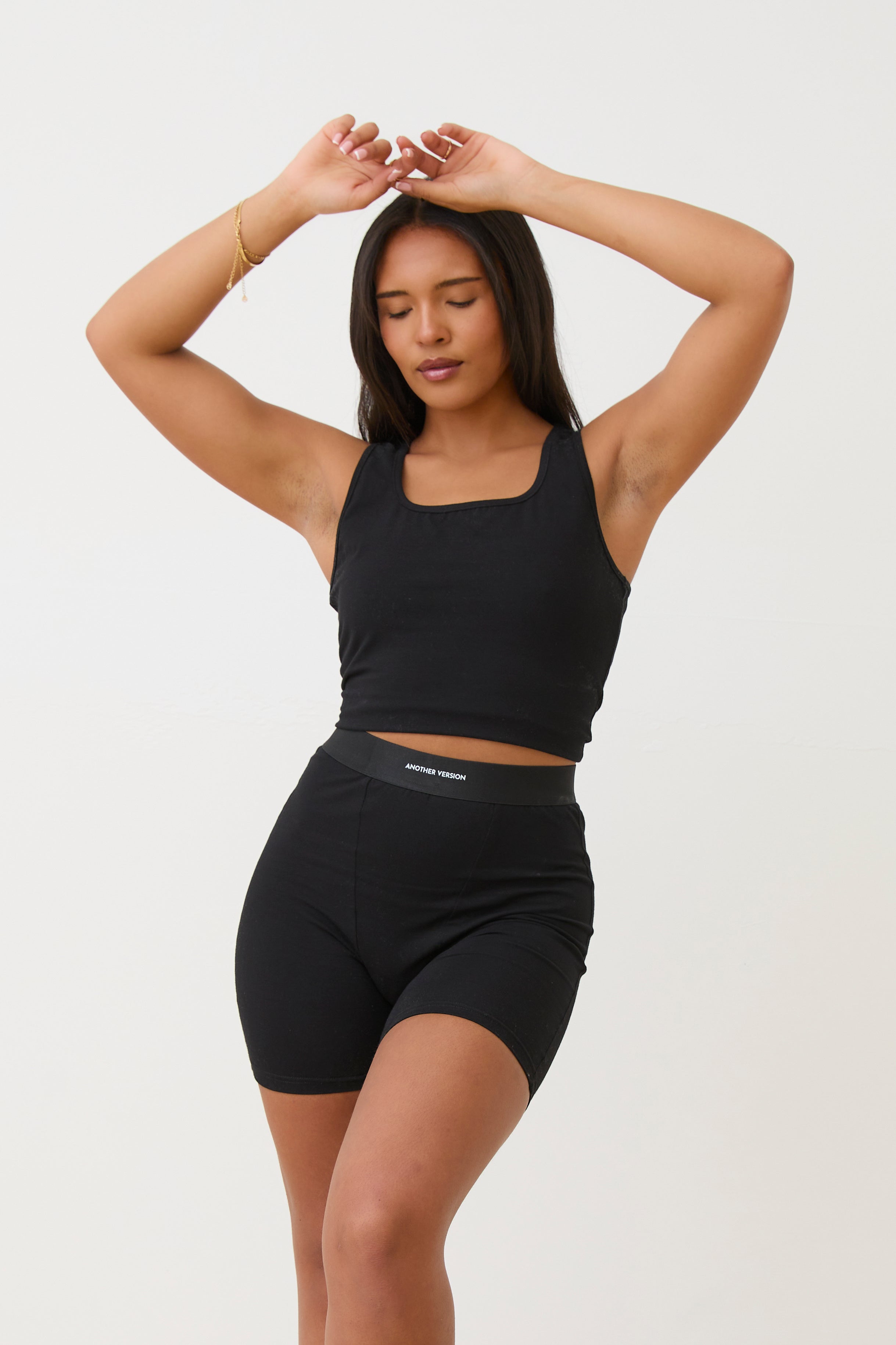 COTTON STRETCH TANK TOP - BLACK