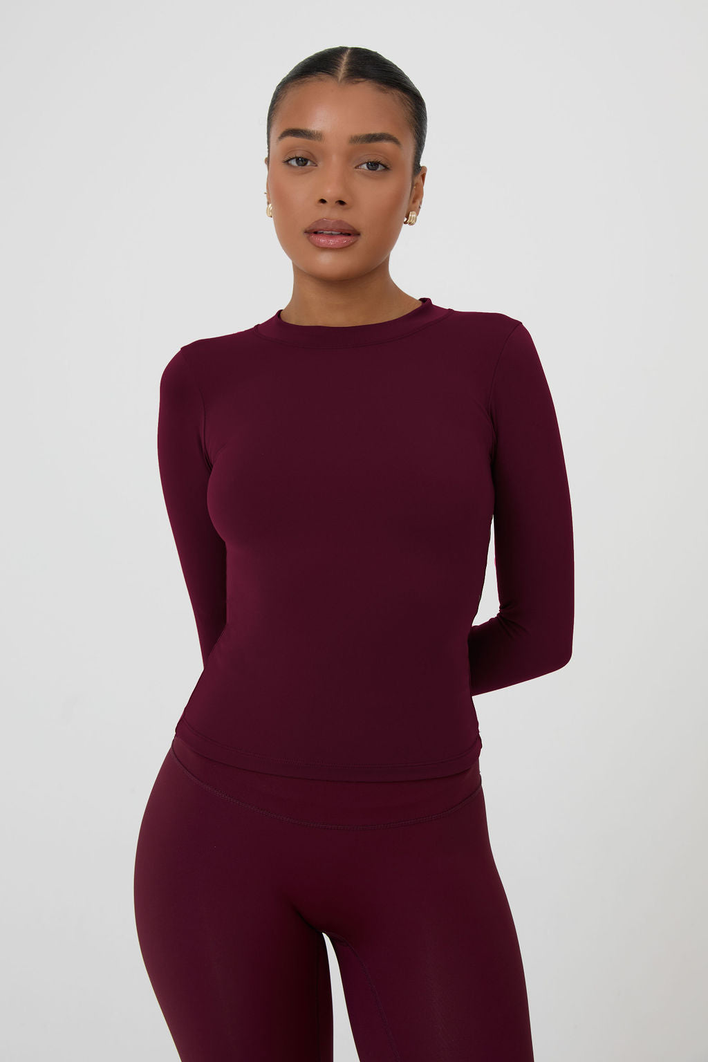 LONG SLEEVE SECOND SKIN TEE - MERLOT