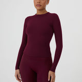 LONG SLEEVE SECOND SKIN TEE - MERLOT