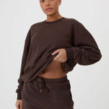 FLEECE FIT SWEATSHIRT - COFFEE BROWN