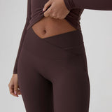 SECOND SKIN FIT FLARE LEGGINGS - BROWN