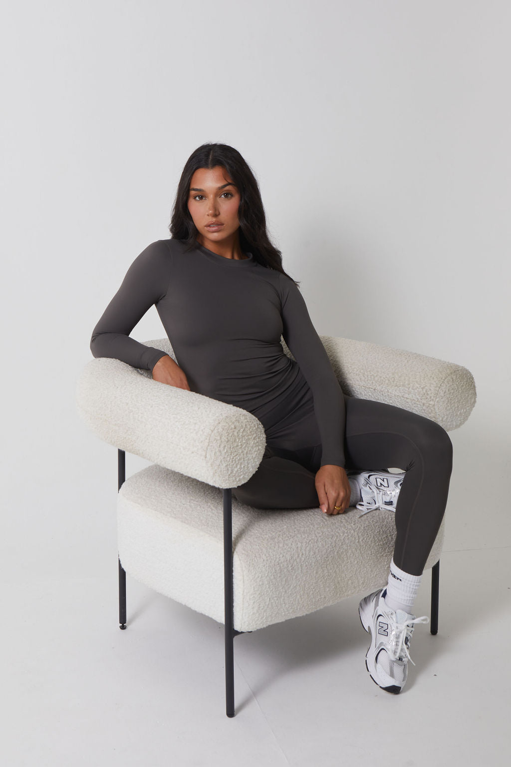 LONG SLEEVE SECOND SKIN TEE - CHARCOAL