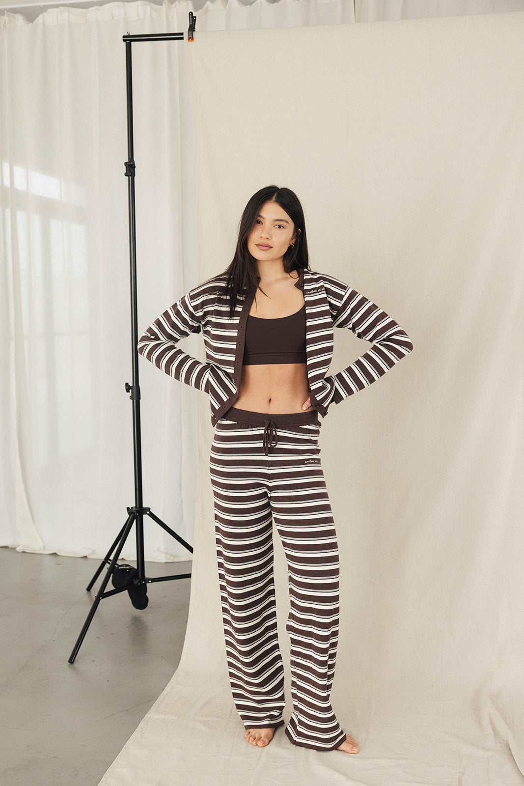 Brown Stripe Knit Trousers