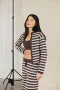 Brown Stripe Knit Cardigan