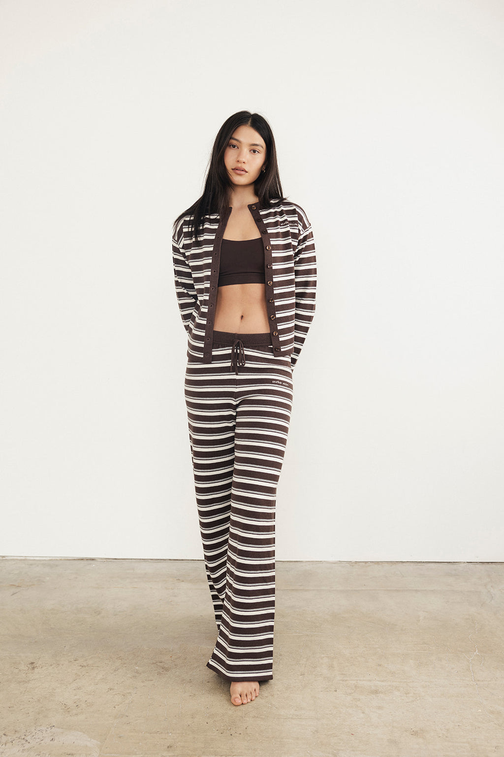 Brown Stripe Knit Trousers