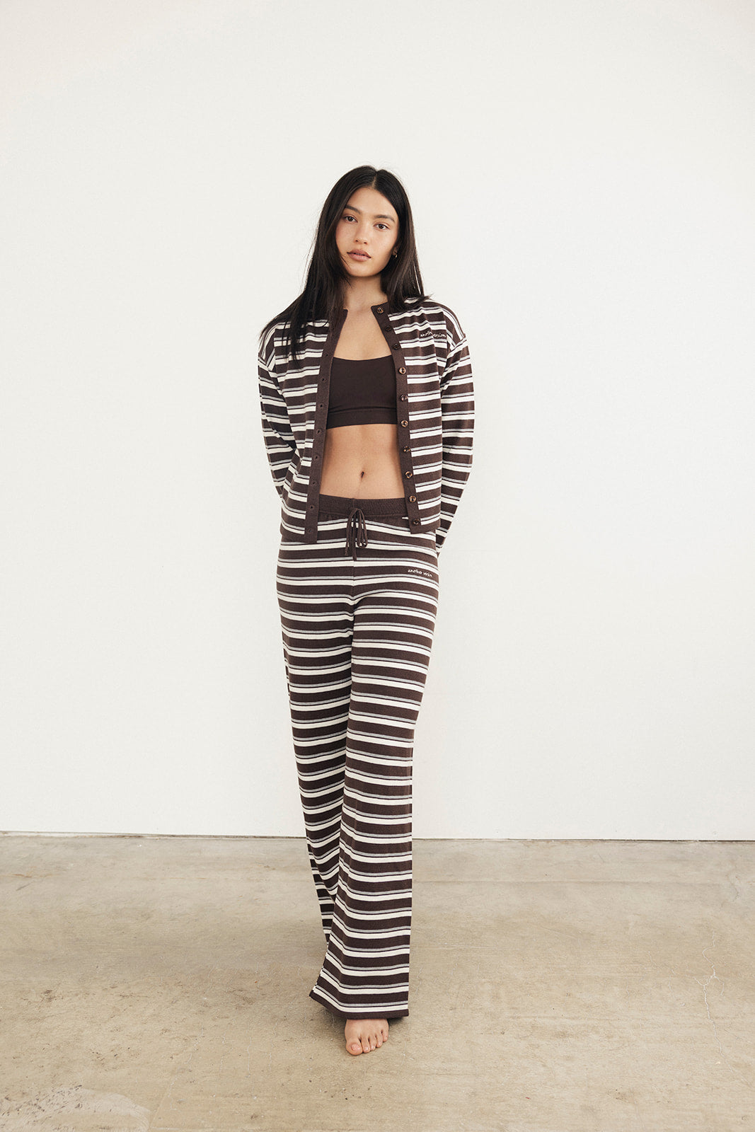 Brown Stripe Knit Trousers