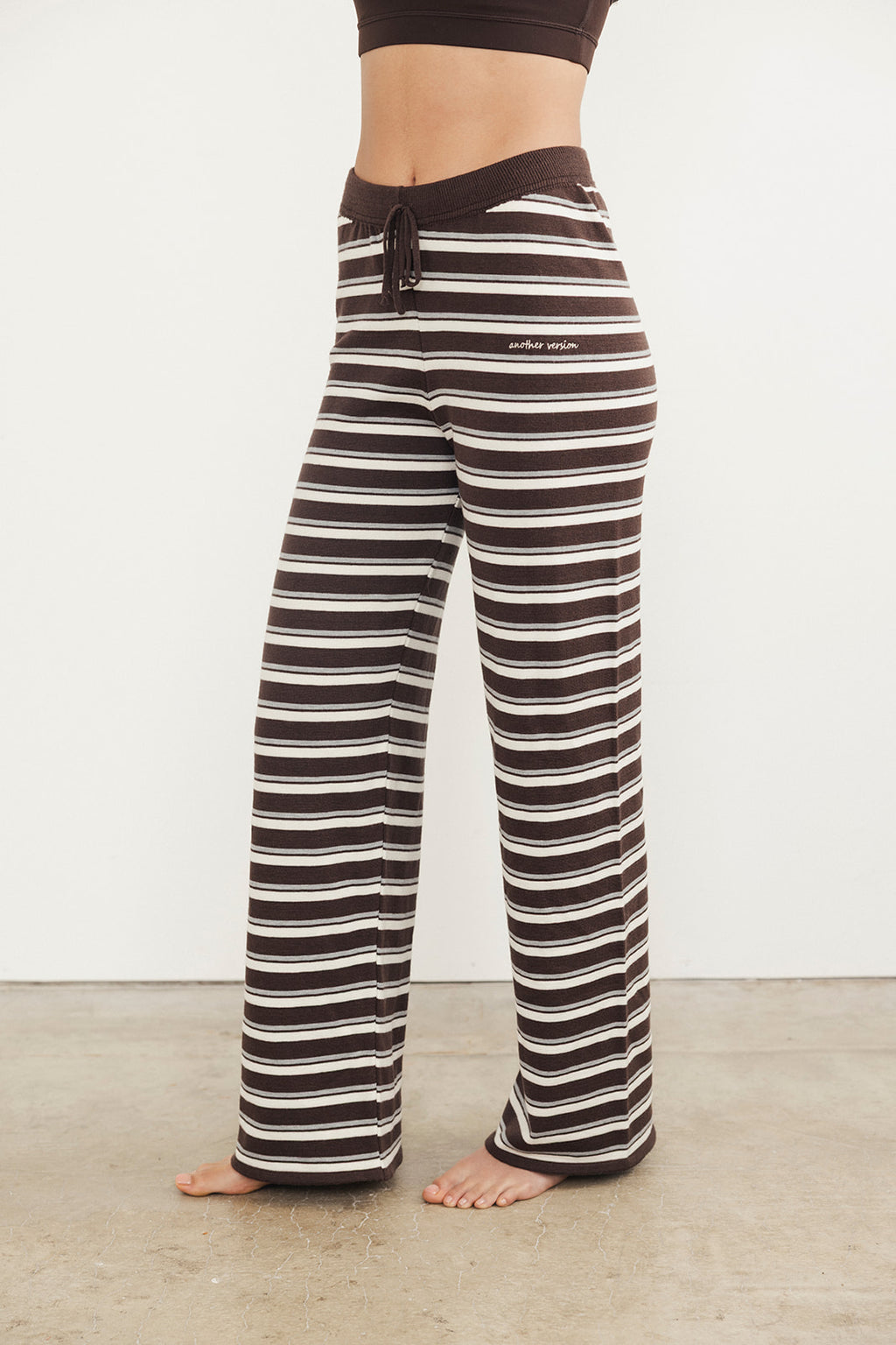 Brown Stripe Knit Trousers